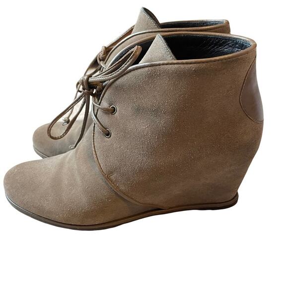Stuart Weitzman Kalahari Tan Suede Hidden Wedge Lace up Booties Size 7 - Picture 12 of 12